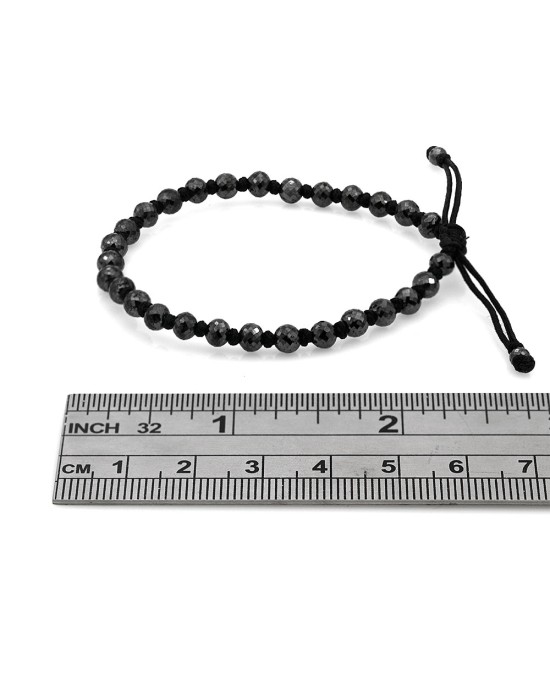Black Diamond Bead Bracelet on Silk Cord